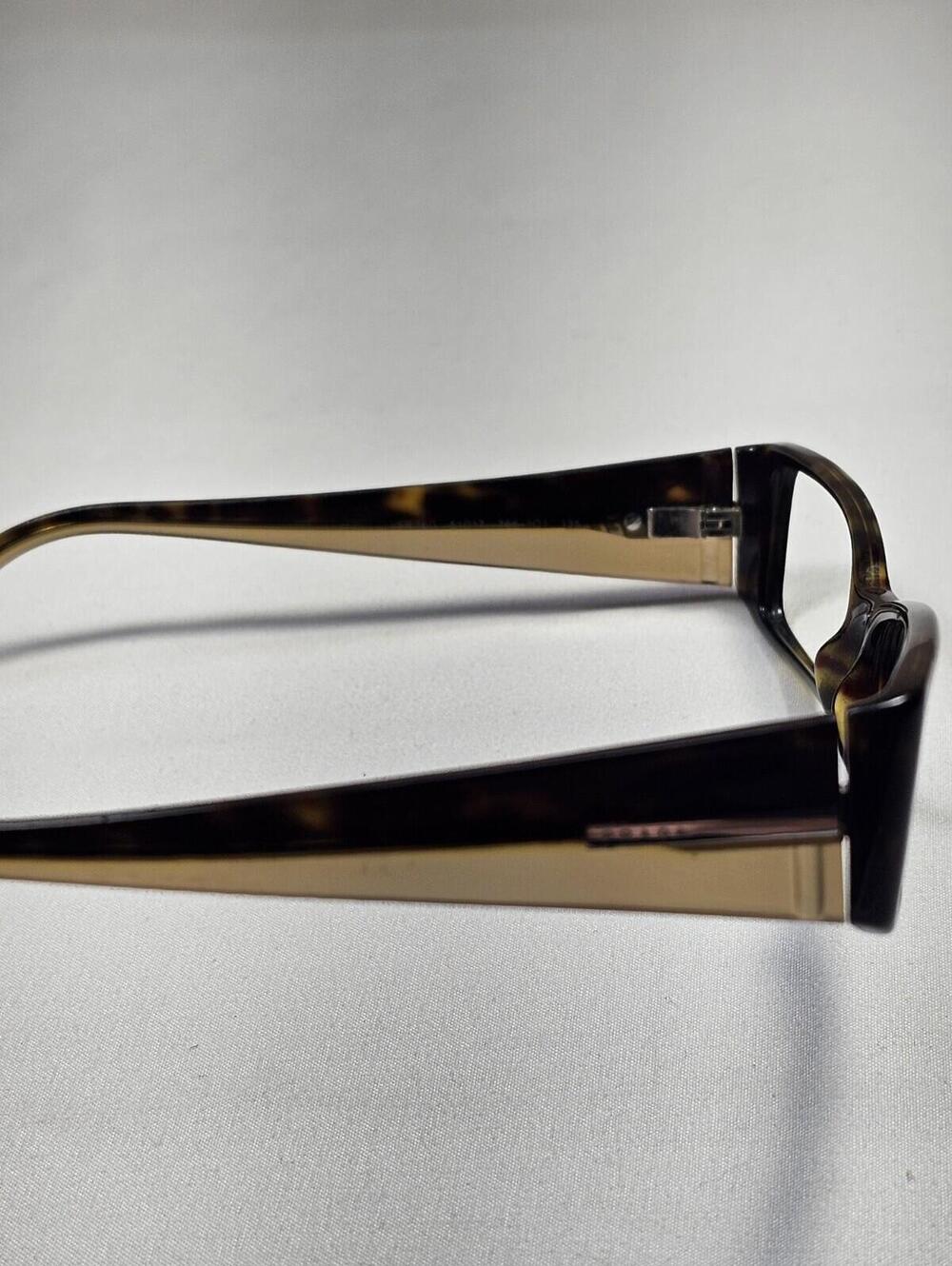 PRADA VPR16G Brown Havana Beige Eyeglasses Frames Only Italy 51-17-135 *read* - Picture 8 of 12